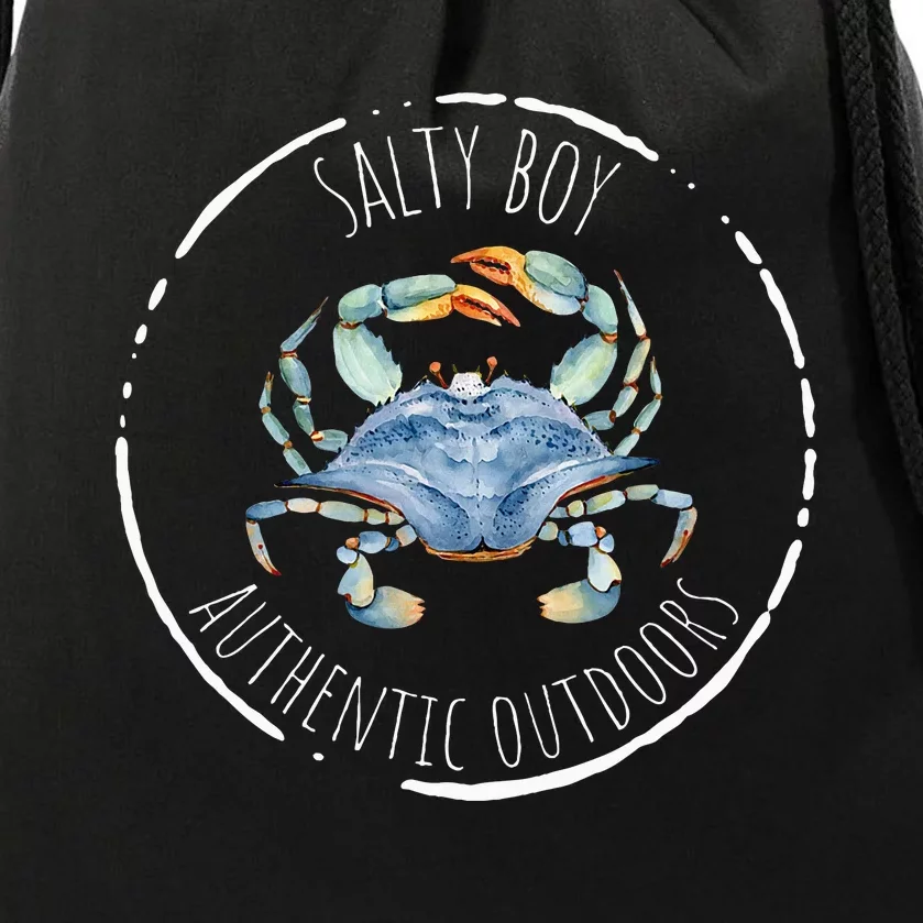 Salty Boy Salty Attitude Funny Fishing Crab Fishing Salty Drawstring Bag