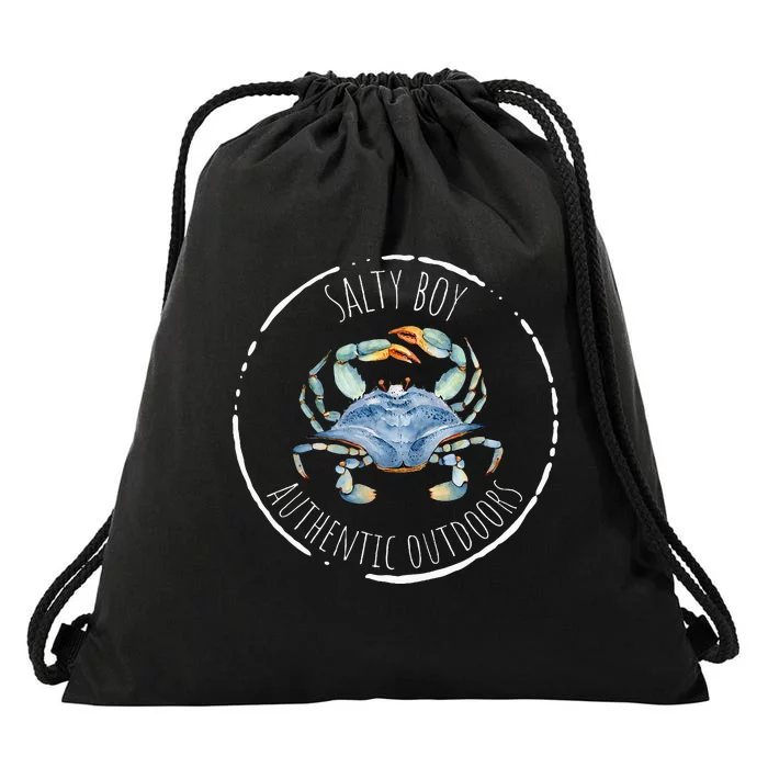 Salty Boy Salty Attitude Funny Fishing Crab Fishing Salty Drawstring Bag