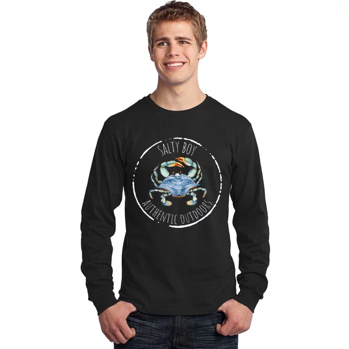 Salty Boy Salty Attitude Funny Fishing Crab Fishing Salty Tall Long Sleeve T-Shirt