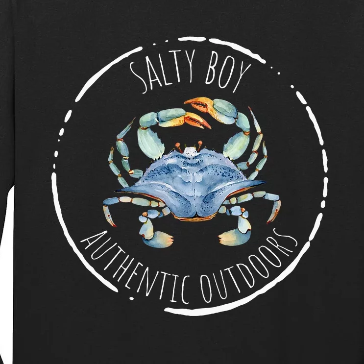 Salty Boy Salty Attitude Funny Fishing Crab Fishing Salty Tall Long Sleeve T-Shirt