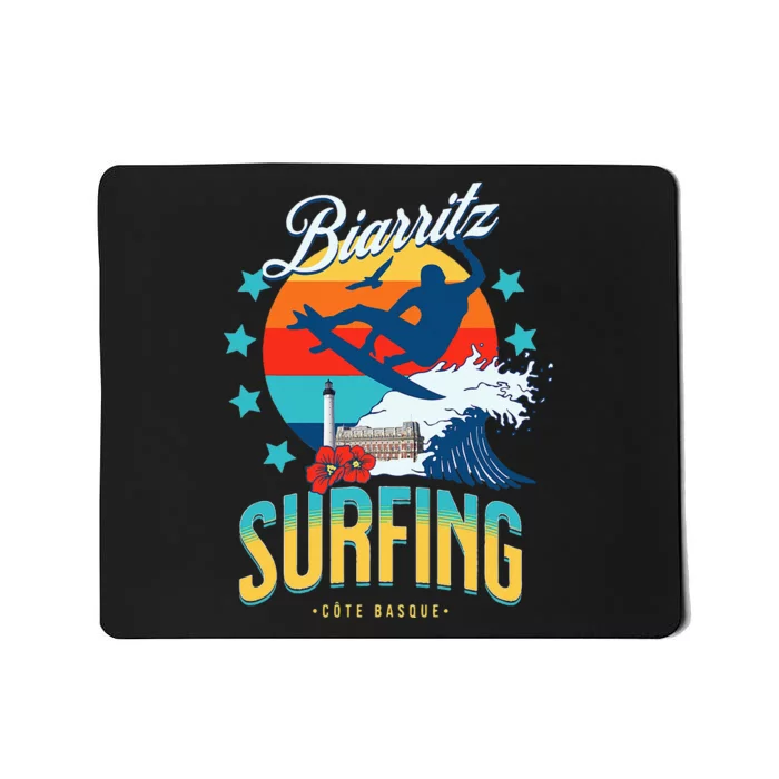 Surfing Biarritz Surf Basque Coast Design Front Tee Black Mousepad