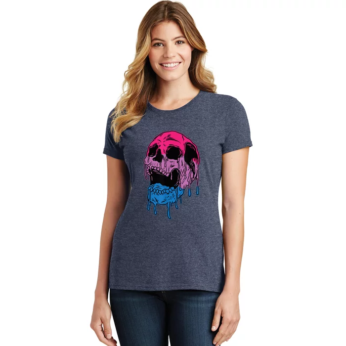 Subtle Bisexual Skull Bi Pride Flag Bisexuality Women's T-Shirt