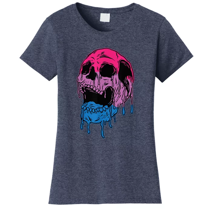 Subtle Bisexual Skull Bi Pride Flag Bisexuality Women's T-Shirt