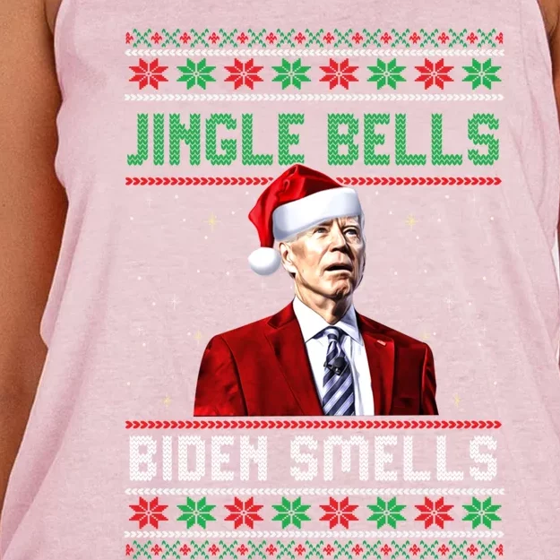 Santa Biden Smells Funny Confused Liberals Ugly Christmas Gift Women's Knotted Racerback Tank