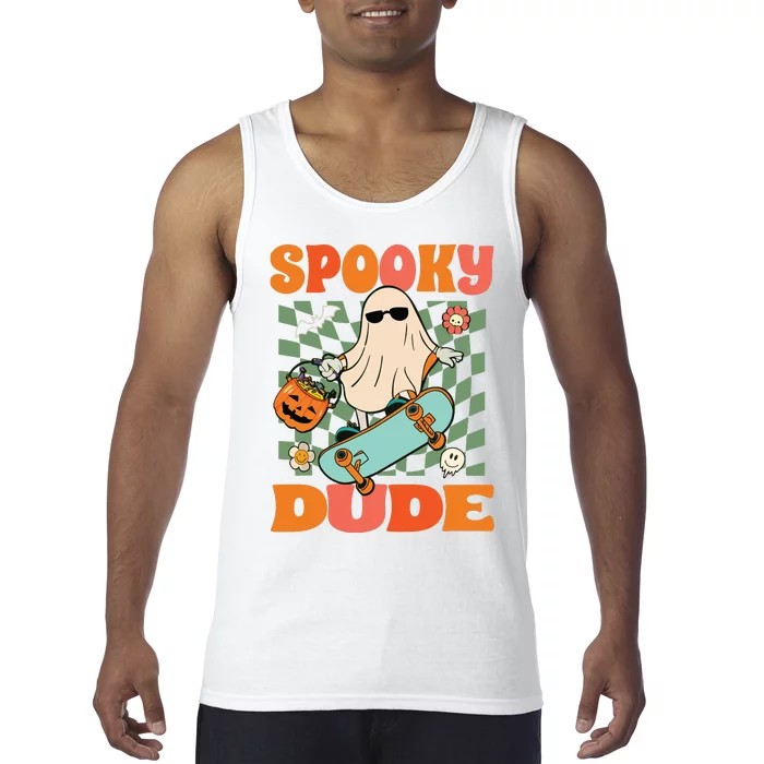 Skateboard Boo Spooky Jack O Lantern Halloween Costumes Boy Tank Top