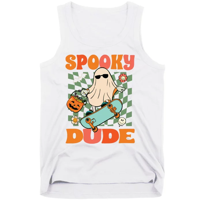 Skateboard Boo Spooky Jack O Lantern Halloween Costumes Boy Tank Top