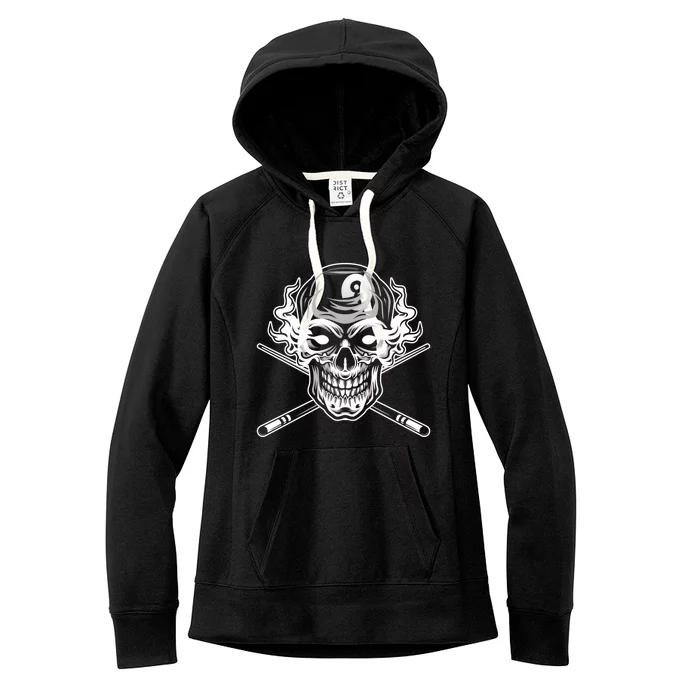 Skull Billiards Snooker Billiard 8 Ball Player Cue Sports Gift Women's Fleece Hoodie