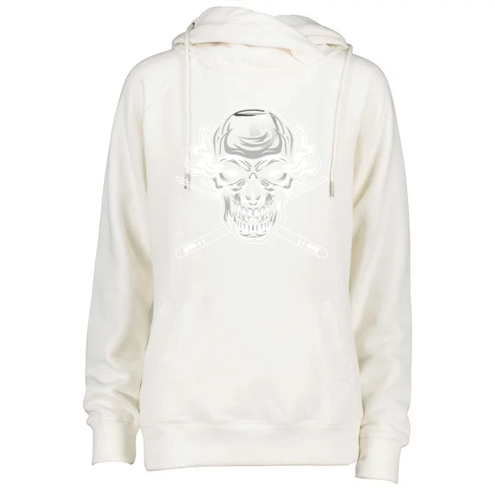 Skull Billiards Snooker Billiard 8 Ball Player Cue Sports Gift Womens Funnel Neck Pullover Hood