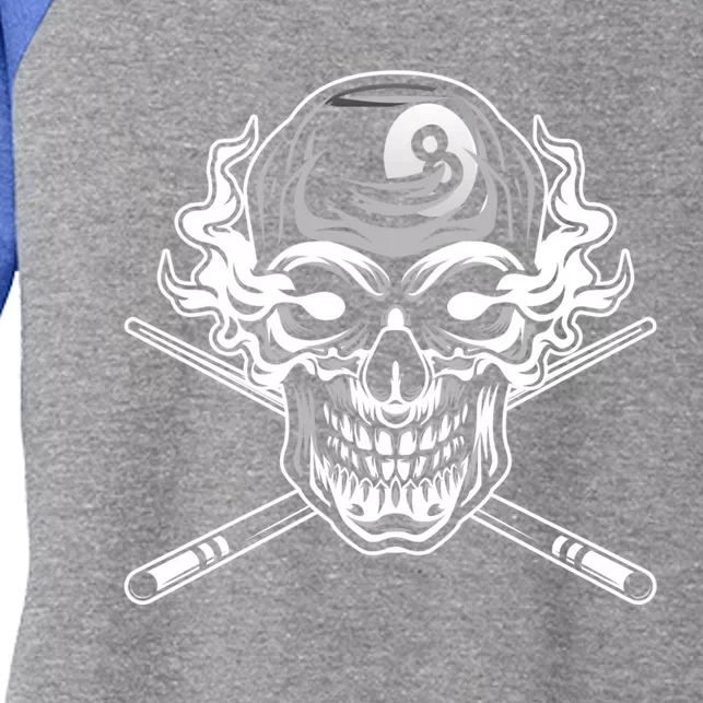 Skull Billiards Snooker Billiard 8 Ball Player Cue Sports Gift Women's Tri-Blend 3/4-Sleeve Raglan Shirt