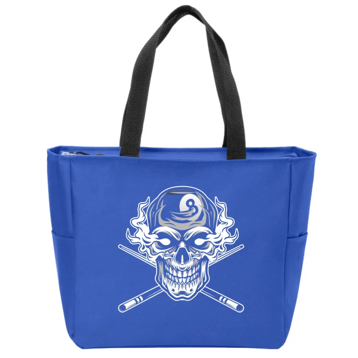 Skull Billiards Snooker Billiard 8 Ball Player Cue Sports Gift Zip Tote Bag