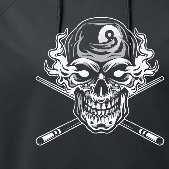 Skull Billiards Snooker Billiard 8 Ball Player Cue Sports Performance Fleece Hoodie