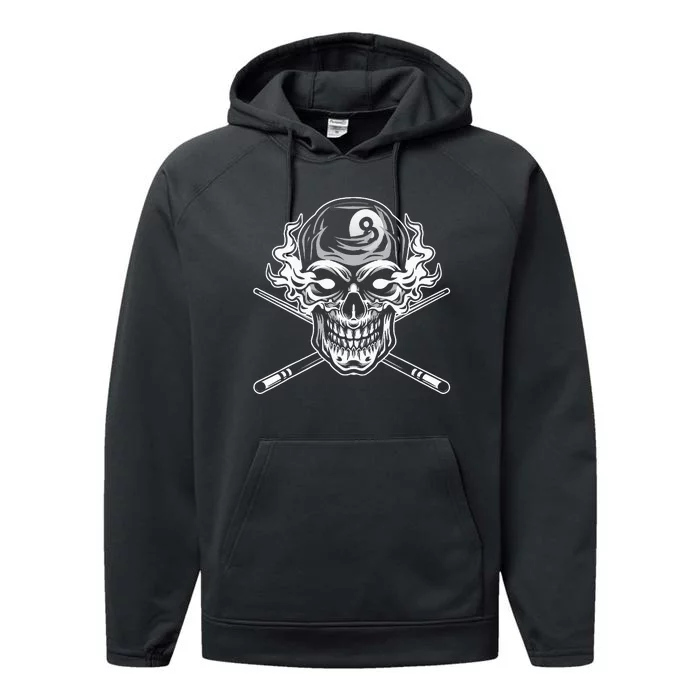 Skull Billiards Snooker Billiard 8 Ball Player Cue Sports Performance Fleece Hoodie