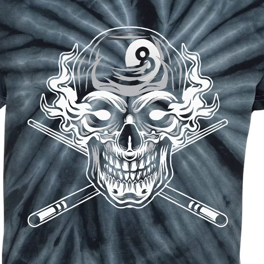 Skull Billiards Snooker Billiard 8 Ball Player Cue Sports Kids Tie-Dye T-Shirt