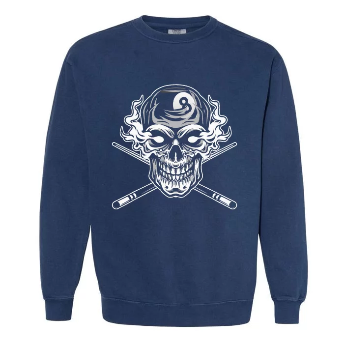 Skull Billiards Snooker Billiard 8 Ball Player Cue Sports Garment-Dyed Sweatshirt