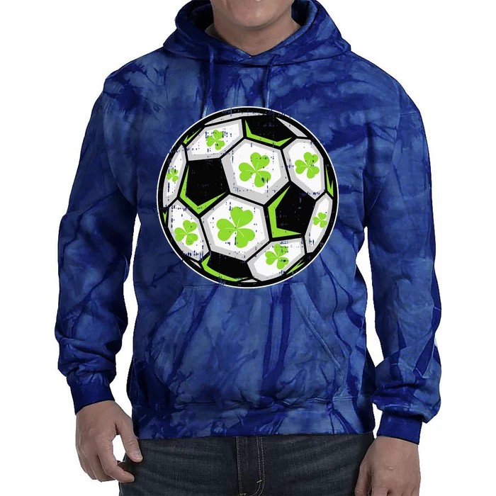 Soccer Ball Shamrock St Patricks Day Clover Tie Dye Hoodie