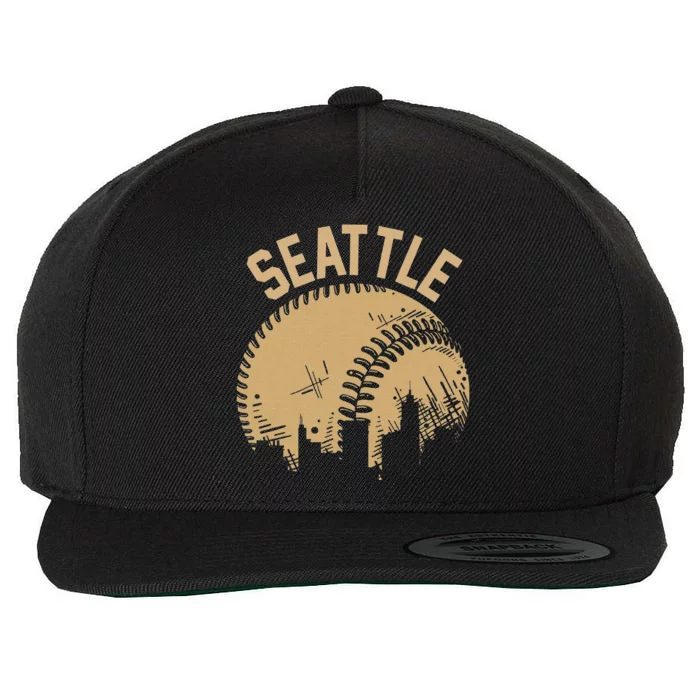 Seattle Baseball Skyline Washington Player Coach Fan Wool Snapback Cap