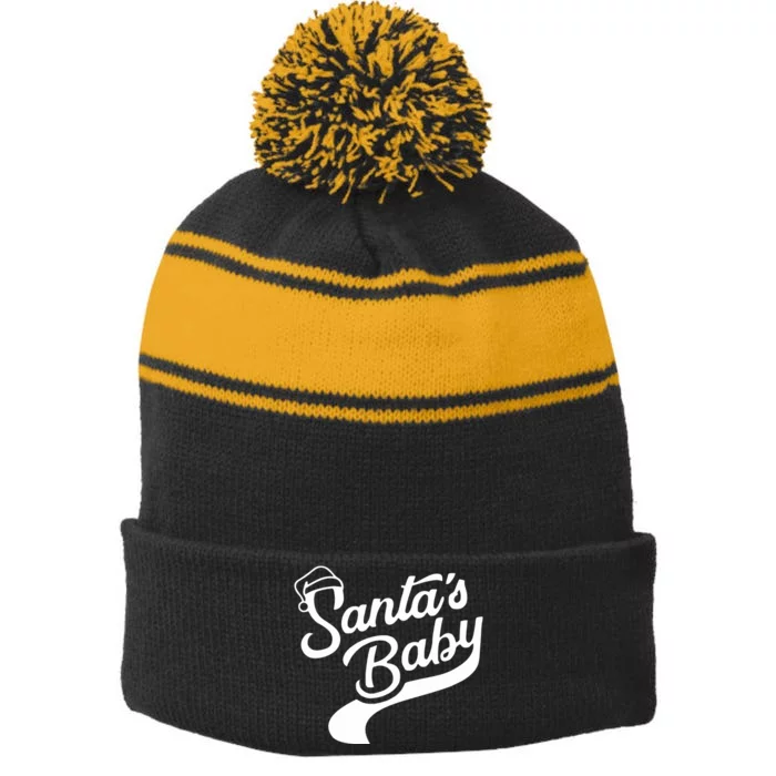 SantaS Baby Stripe Pom Pom Beanie