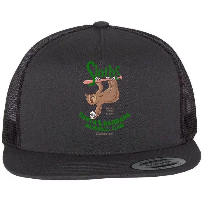 Santa Barbara Sloths Minor League Retro Baseball Team Flat Bill Trucker Hat