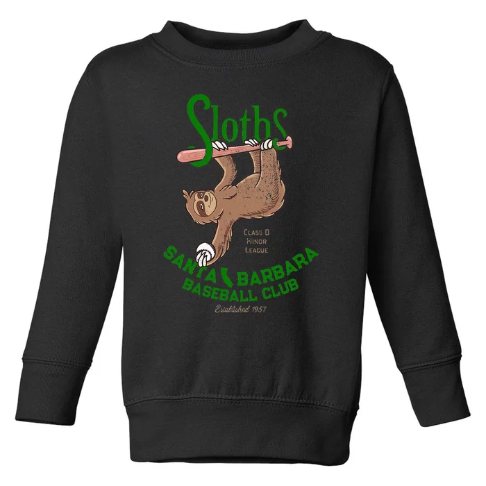 Santa Barbara Sloths Minor League Retro Baseball Team Toddler Sweatshirt