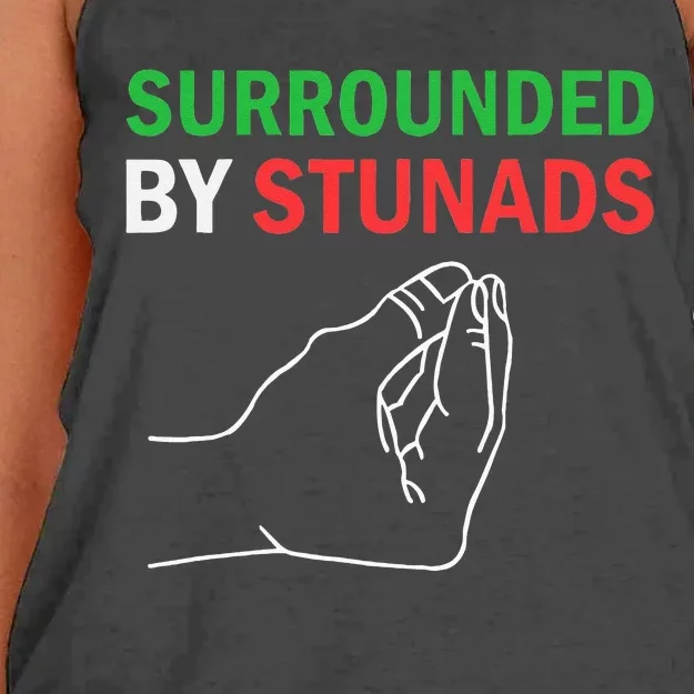 Surrounded By Stunads Funny Italian Sayings Women's Knotted Racerback Tank