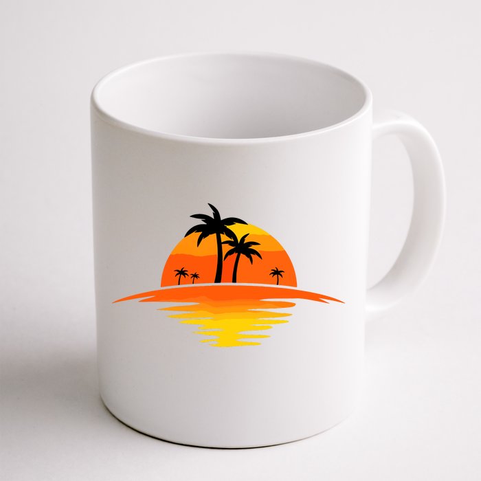 Sunset Beach Silhouette Tropical Palm Tree Sunny Lover Gift Front & Back Coffee Mug