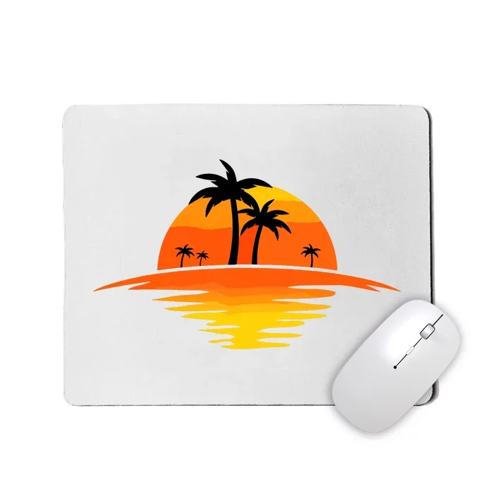 Sunset Beach Silhouette Tropical Palm Tree Sunny Lover Gift Mousepad