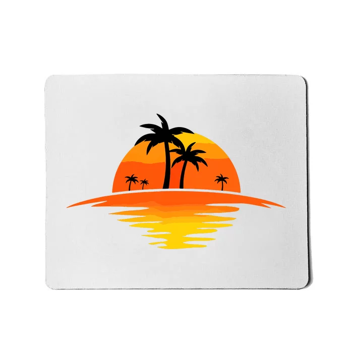 Sunset Beach Silhouette Tropical Palm Tree Sunny Lover Gift Mousepad