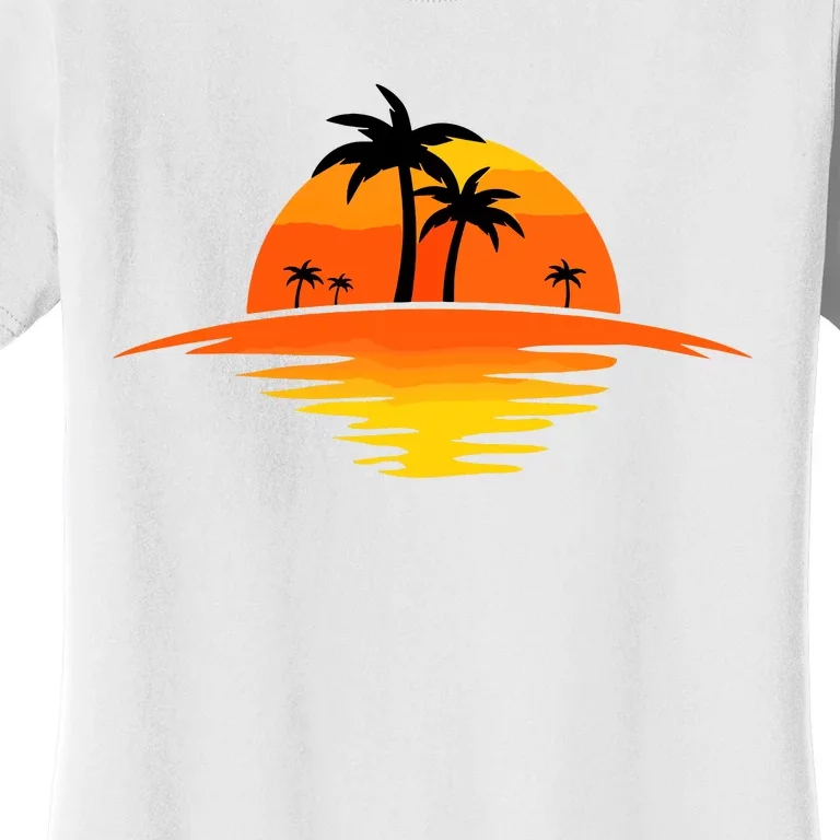 Sunset Beach Silhouette Tropical Palm Tree Sunny Lover Gift Women's T-Shirt