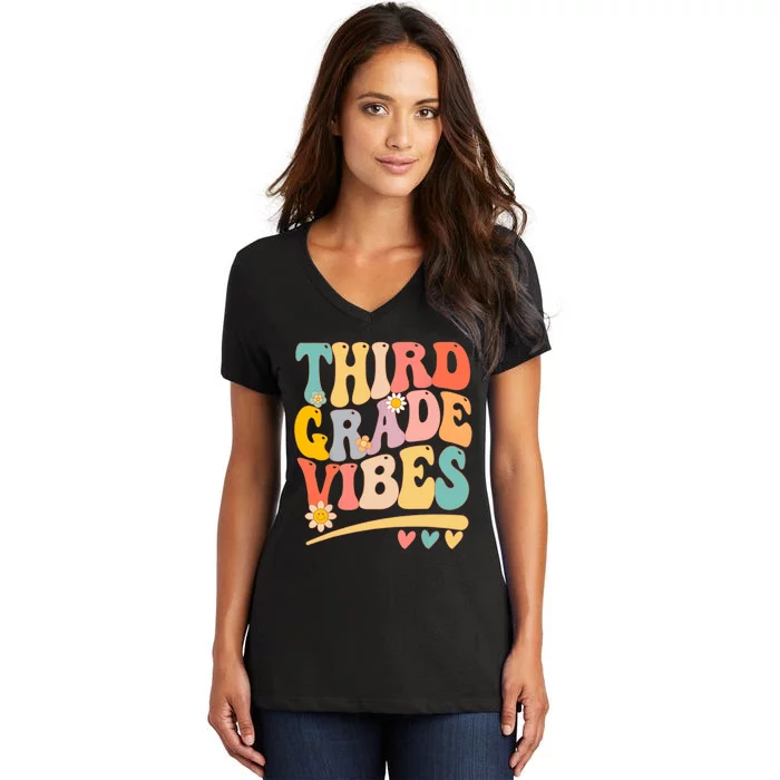 Third Grade Vibes For Girl Boy 3rd Grade Teacher Women's V-Neck T-Shirt