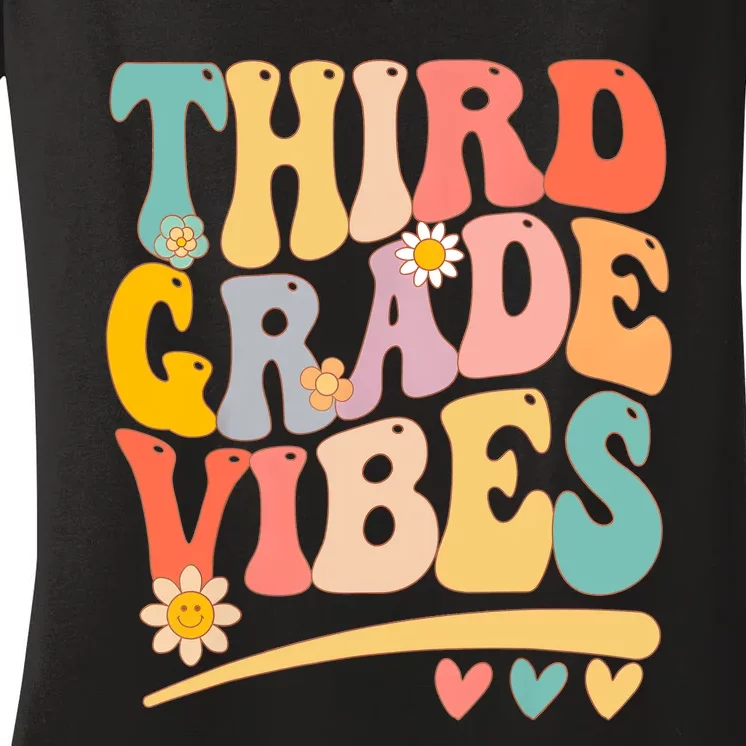 Third Grade Vibes For Girl Boy 3rd Grade Teacher Women's V-Neck T-Shirt