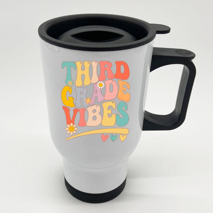 Third Grade Vibes For Girl Boy 3rd Grade Teacher Front & Back Stainless Steel Travel Mug