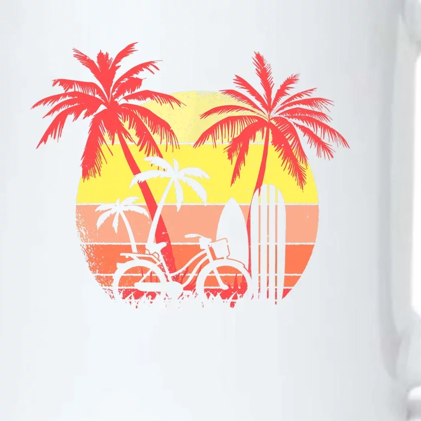 Summer Bike Surf Board Palm Summer Sunset 80s Palm Black Color Changing Mug