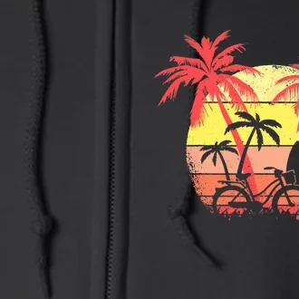 Summer Bike Surf Board Palm Summer Sunset 80s Palm Full Zip Hoodie