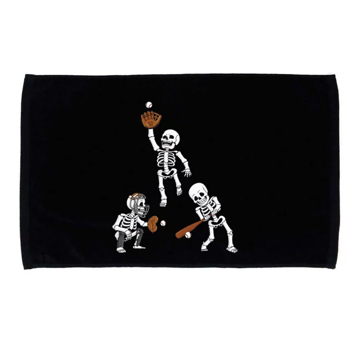 Spooky Baseball Skeletons: Hitter & Catcher Microfiber Hand Towel