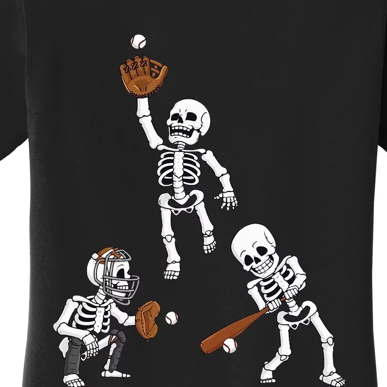 Spooky Baseball Skeletons: Hitter & Catcher Women's T-Shirt