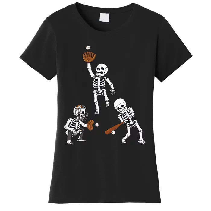 Spooky Baseball Skeletons: Hitter & Catcher Women's T-Shirt