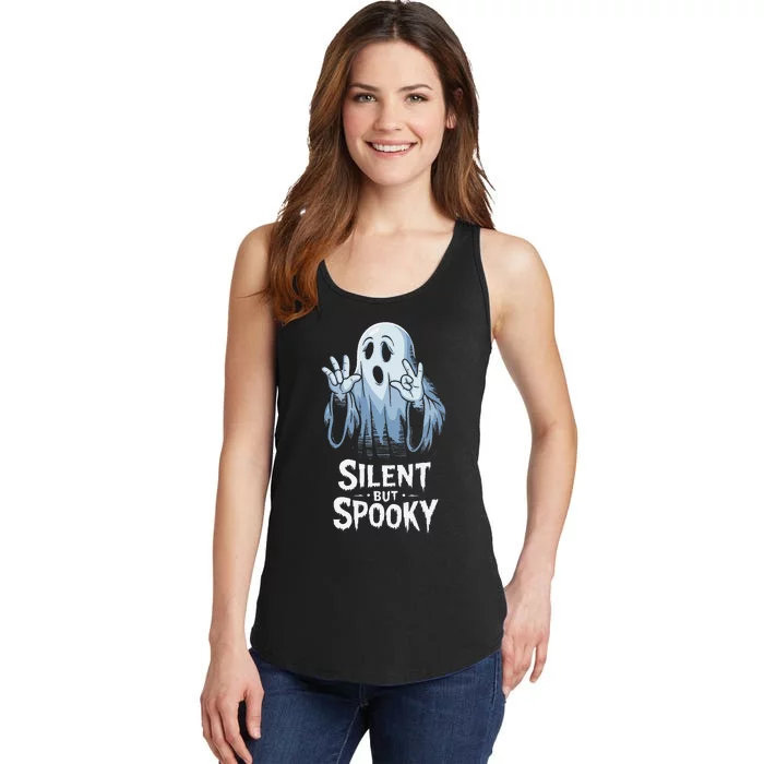 Silent But Spooky Ghost Design For Halloween Lovers Ladies Essential Tank