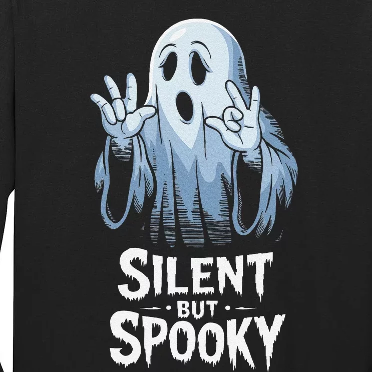 Silent But Spooky Ghost Design For Halloween Lovers Tall Long Sleeve T-Shirt