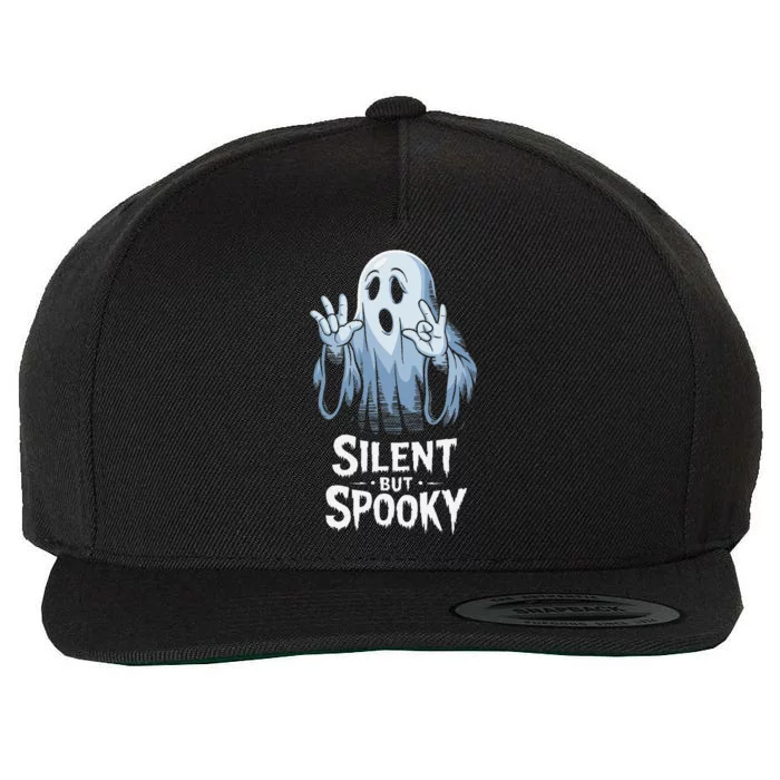 Silent But Spooky Ghost Design For Halloween Lovers Wool Snapback Cap