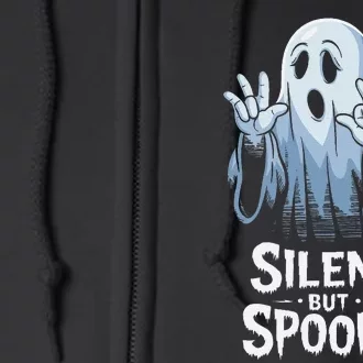 Silent But Spooky Ghost Design For Halloween Lovers Full Zip Hoodie