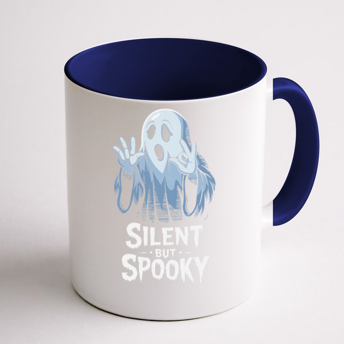 Silent But Spooky Ghost Design For Halloween Lovers Front & Back Coffee Mug