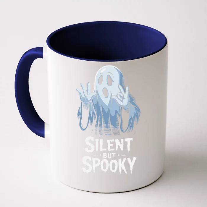 Silent But Spooky Ghost Design For Halloween Lovers Front & Back Coffee Mug