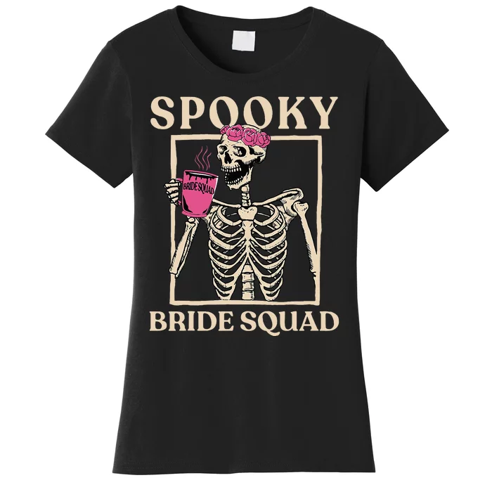 Spooky Bride Squad Skeleton Halloween Bachelorette Party Women's T-Shirt