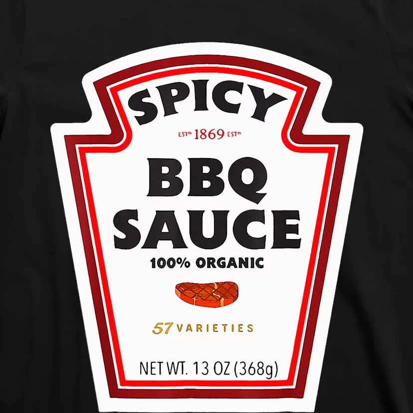 Spicy Bbq Sauce Bottle Label Funny Group Halloween Costume T-Shirt