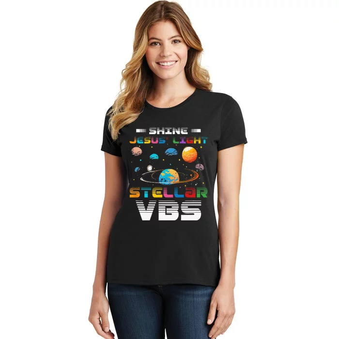 Stellar Bible School VBS Shine Jesus Light Christian Women's T-Shirt