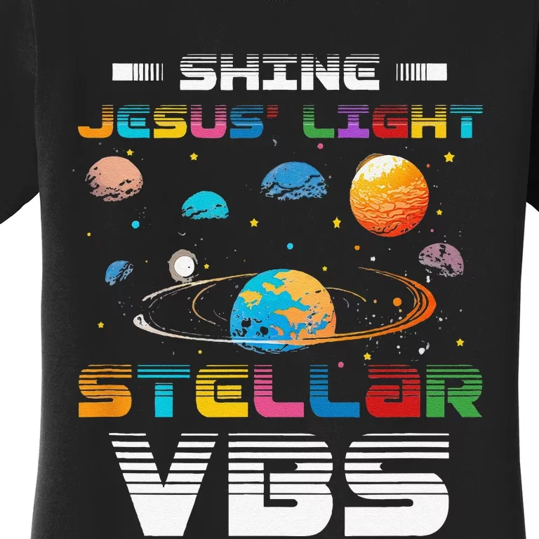 Stellar Bible School VBS Shine Jesus Light Christian Women's T-Shirt