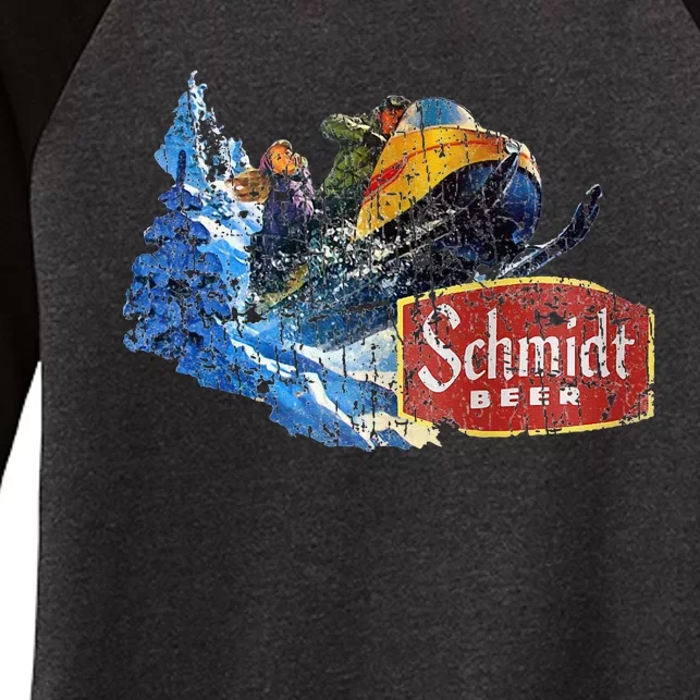 Schmidt Beer Snowmobile Women's Tri-Blend 3/4-Sleeve Raglan Shirt