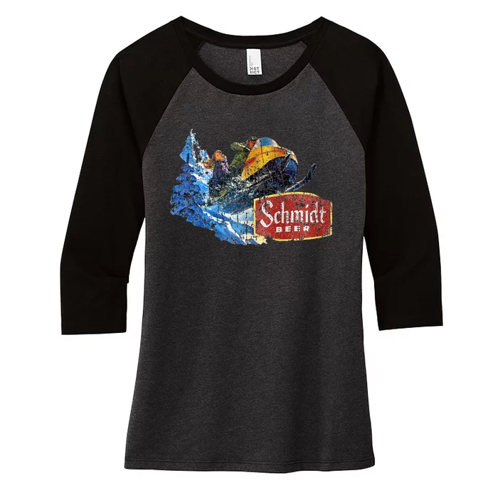 Schmidt Beer Snowmobile Women's Tri-Blend 3/4-Sleeve Raglan Shirt