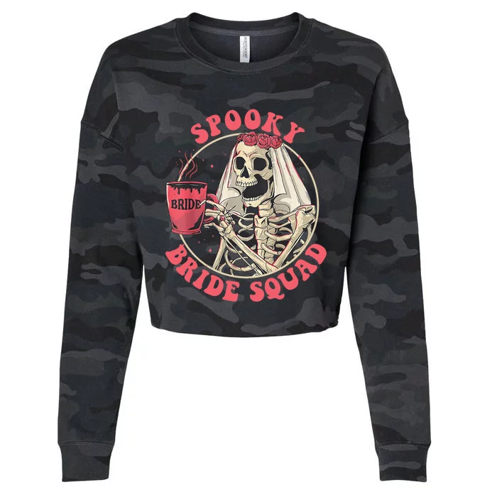 Spooky Bride Squad Halloween Bachelorette Party Cropped Pullover Crew