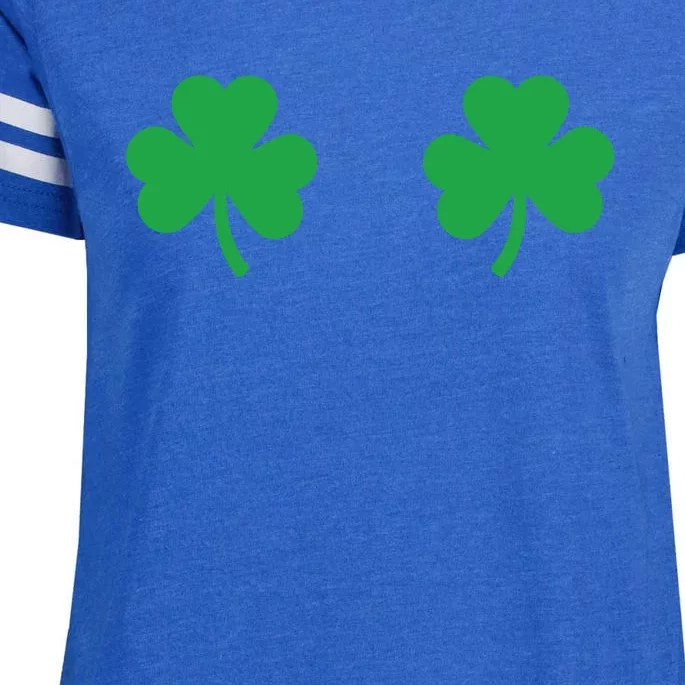 Shamrock Boobs Shirt Irish Boobies St Patricks Day Shirt Enza Ladies Jersey Football T-Shirt